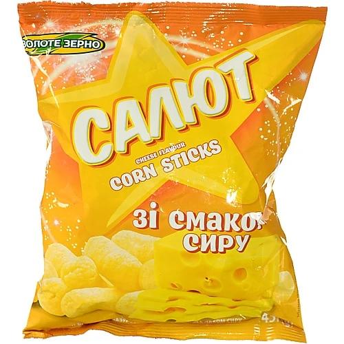 Палички кукурудзяні зі смаком сиру Салют Золоте Зерно м/у 45г