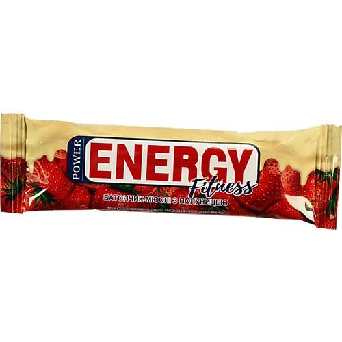 Батончик-мюслі з полуницею частково глазурований Power Energy Fitness, 30 г