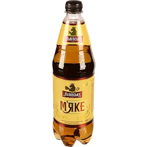 Пиво світле пастеризоване «Львівське М’яке», 4,2% об., 0,9 л, ПЕТ-пляшка