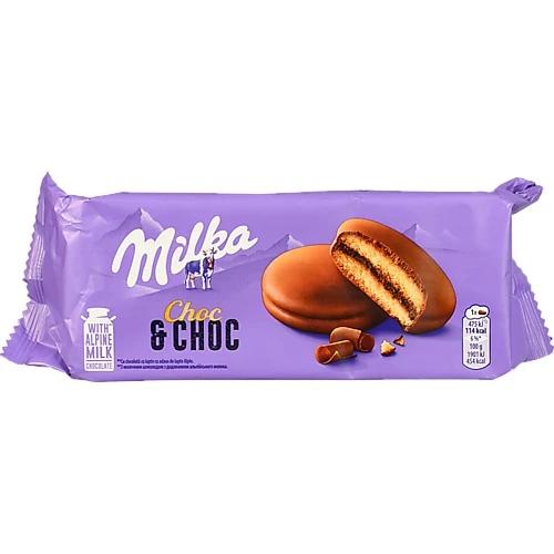 Тістечко-сендвіч бісквітне з начинкою вкрите молочним шоколадом Choc&Choc Milka м/у 150г