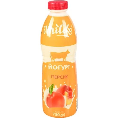 Йогурт Mileko 750г 1% персик пет.