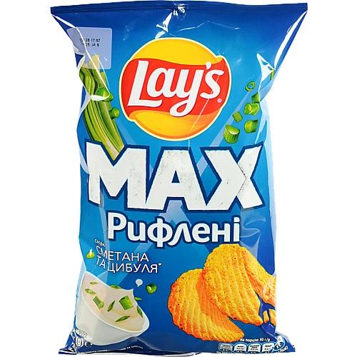 Чипси картопляні Сметана та цибуля Рифлені Max Lay's м/у 95г