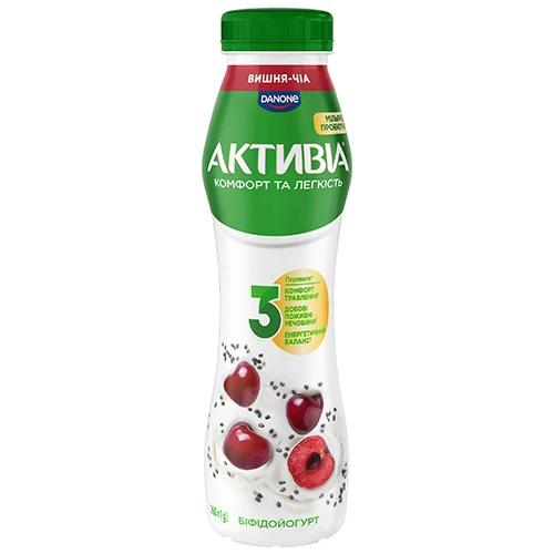 Біфідойогурт Активіа 260г 1.2% вишня-чіа пет