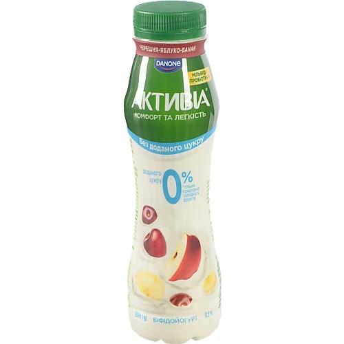 Біфідойогурт Активія 250г 0.5% черешня яблуко бана