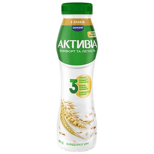 Біфідойогурт Активіа 260г 1.2% 5 злаків пет