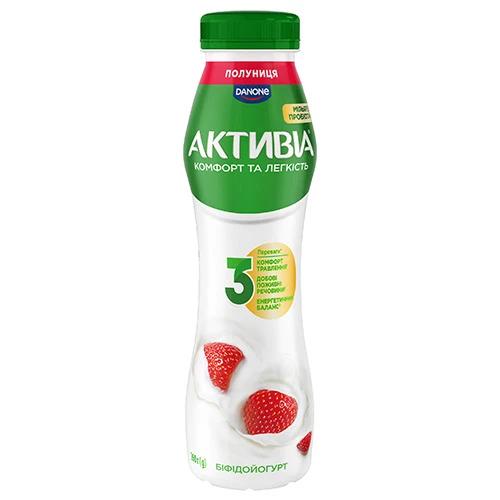 Біфідойогурт Активіа 260г 1.2 полуниця пет