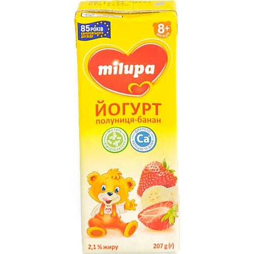 Йогурт 2.1% для дітей від 8міс Полуниця-банан Milupa т/п 207г