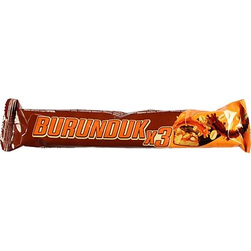 Батончик «Burunduk» шоколадний з арахісом, нугою та карамеллю, глазурований, 100 г