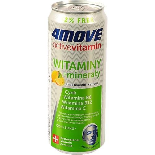Напій безалкогольний газований зі смаком лимона та лайма Vitality 4move з/б 330мл