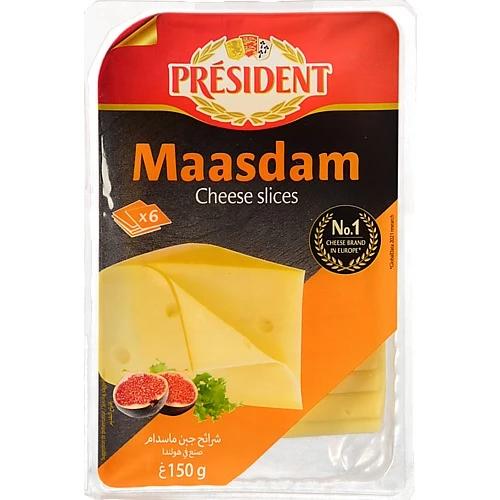 Сир твердий «President Maasdam» 45% 150 г, нарізаний скибочками