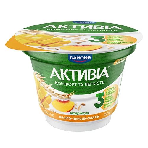 Активіа Біфідойогурт Манго-Персик-Злаки 2,2% 180г