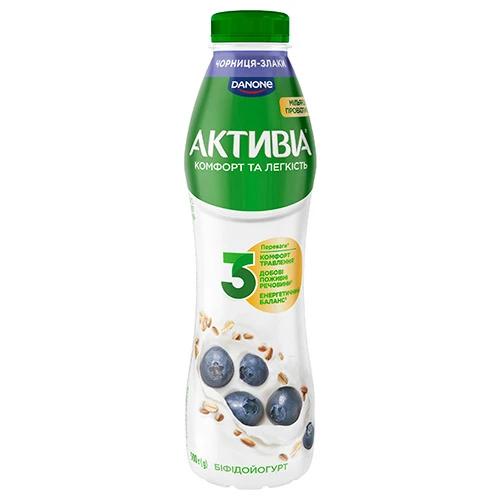 Біфідойогурт Активіа 500г 1.2 чорниця злаки пет