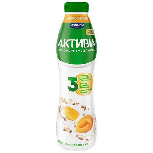 Біфідойогурт Активіа 500г 1.2 абрикос злаки пет