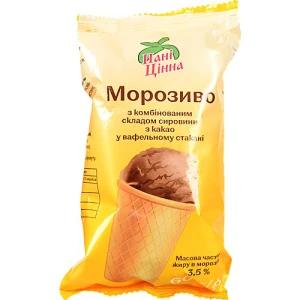 Морозиво Пані Цінна 60г вафельний стакан какао 3.5%