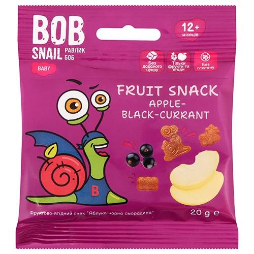 Снек фруктово-ягідний для дітей від 12міс Apple-black-currant Baby Bob Snail м/у 20г
