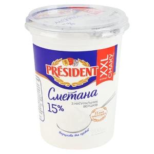 Сметана Президент 500г 15% ст.