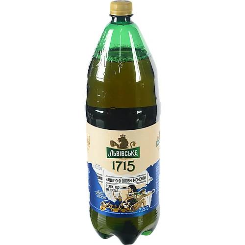 Пиво світле пастеризоване «Львівське 1715», 4,5% об., 2,25 л, ПЕТ-пляшка