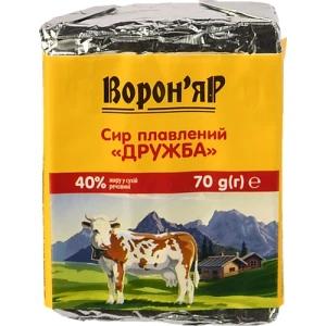 Сир плавлений брикетний «Дружба» ТМ «Ворон'ЯР» 40%, 70 г