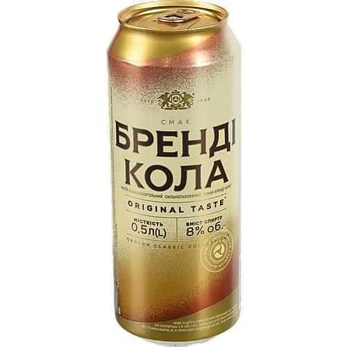 Напій слабоалкогольний Оболонь Бренді Кола сильногазований 8% 0.5л