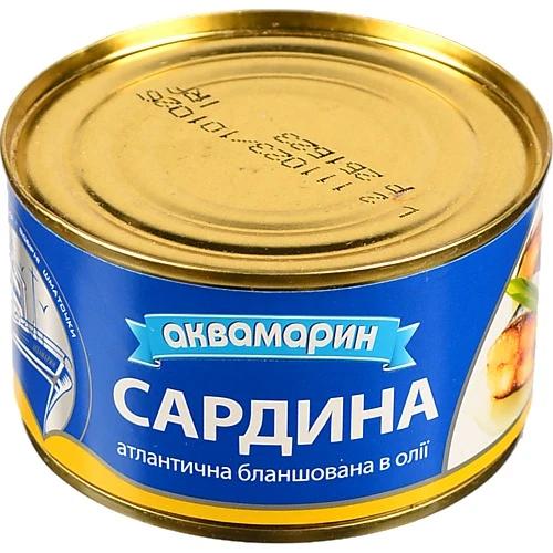 Сардина атлантична бланширована в олії Аквамарин з/б 230г