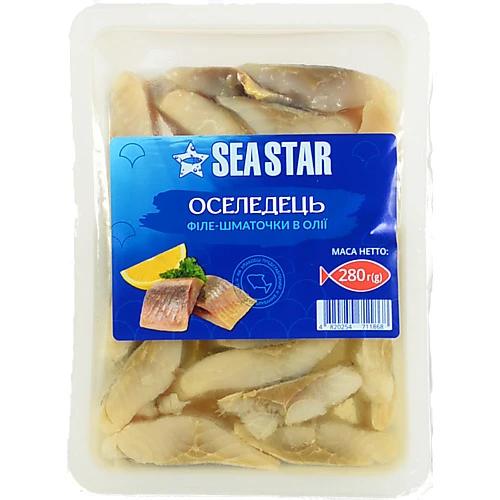 Оселедець філе Seastar 280г шматочки в олії