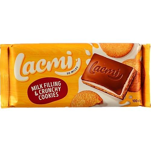 Шоколад молочний з молочною начинкою та печивом Lacmi Roshen м/у 100г