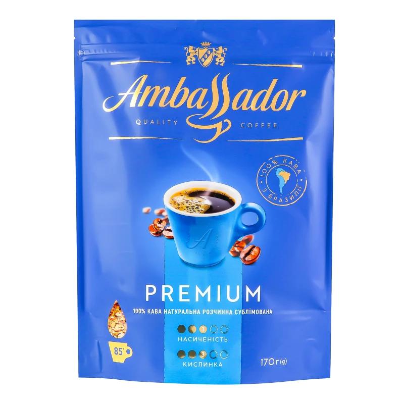 Кава натуральна розчинна сублімована Premium Ambassador д/п 170г