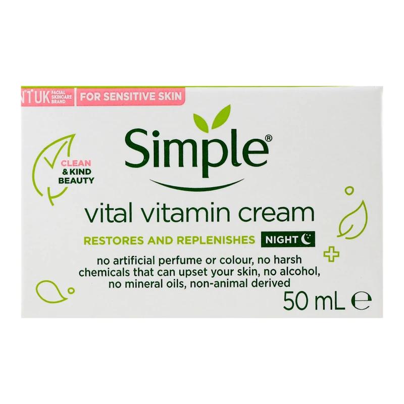 Крем Simple 50мл нiчний вiтамiнний kind to skin