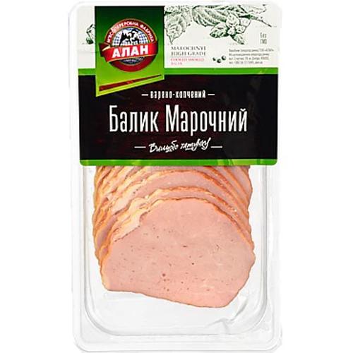Балик “Марочний” ТМ “Алан”, нарізка копчено-варений, вищий ґатунок, вакуумна упаковка