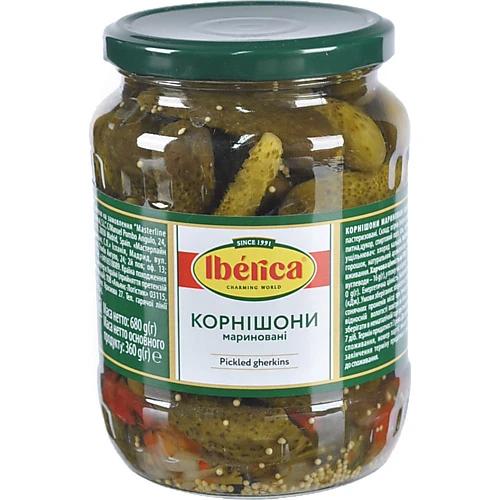 Корнішони Iberica 680г мариновані ск.